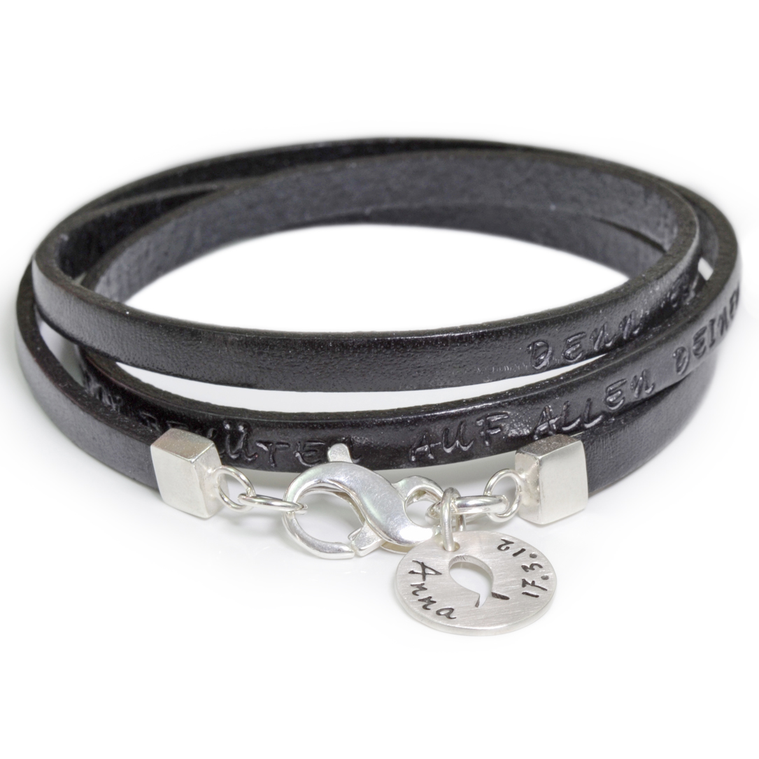 KUMBAYA bestempeltes Flachlederarmband