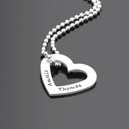 Partnerkette Freundschaftskette Mon Coeur Herzkette Mit Namensgravur 925 Silber Ebay
